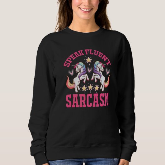 unicorn and hearts   text sarcasm irony fun スウェットシャツ (正面)
