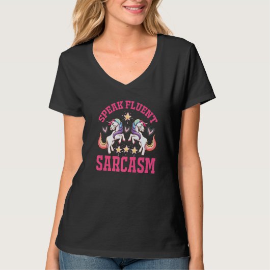 unicorn and hearts   text sarcasm irony fun tシャツ (正面)