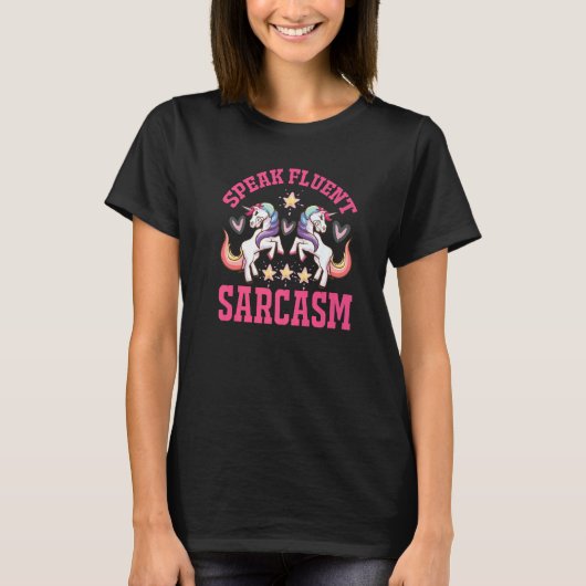 unicorn and hearts   text sarcasm irony fun tシャツ (正面)
