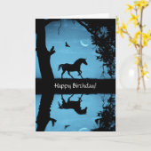 Unicorn and Owl Crescent Moon Birthday カード (黄色い花)