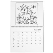 Unicorn and Princess Coloring Calendar カレンダー (3月 2026)