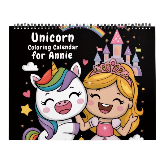Unicorn and Princess Coloring Calendar カレンダー (カバー)