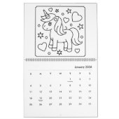 Unicorn and Princess Coloring Calendar カレンダー (1月 2026)