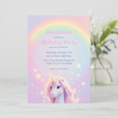 Unicorn and Rainbow Sparkles Birthday Party 招待状 (スタンド正面)