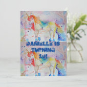 Unicorn Art Watercolour Birthday Invitation 招待状 (スタンド正面)