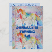 Unicorn Art Watercolour Birthday Invitation 招待状 (正面/裏面)