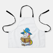 Unicorn as Wizard with Book & Hat エプロン (正面)