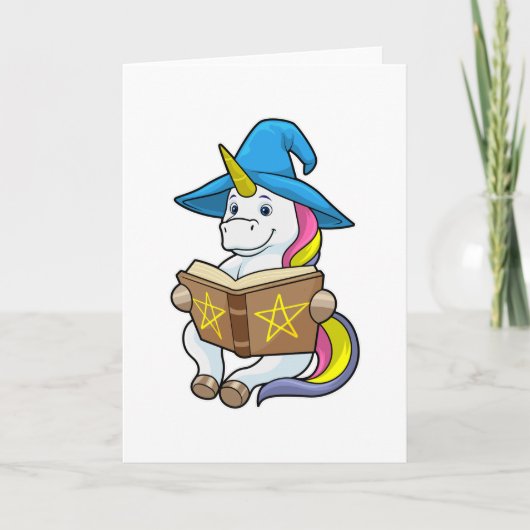 Unicorn as Wizard with Book & Hat カード (正面)