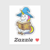 Unicorn as Wizard with Book & Hat シール (シート)