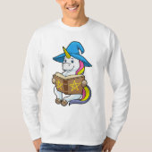 Unicorn as Wizard with Book & Hat Tシャツ (正面)