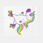 Unicorn atインラインスケートで滑るとローラースケート フリースブランケット (正面(横))