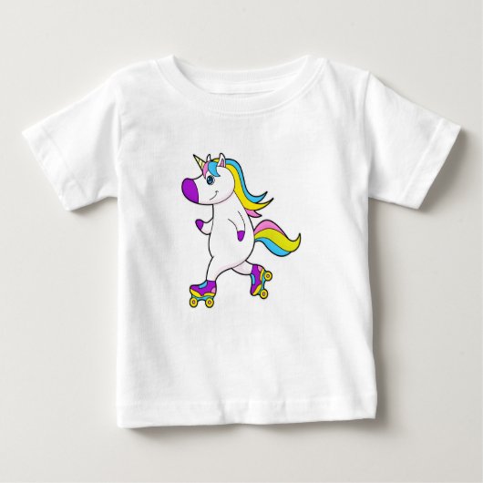 Unicorn atインラインスケートで滑るとローラースケート ベビーTシャツ (正面)