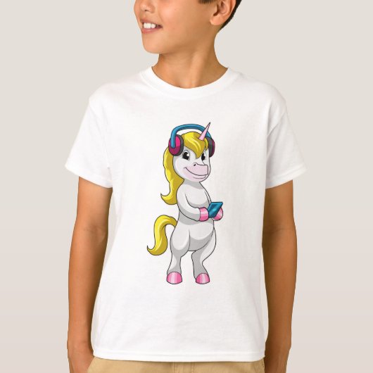 Unicorn at 聞 Music with Headphone Tシャツ (正面)