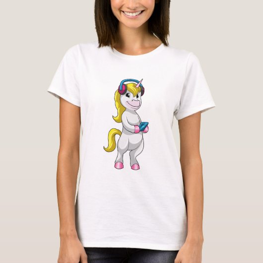 Unicorn at 聞 Music with Headphone Tシャツ (正面)