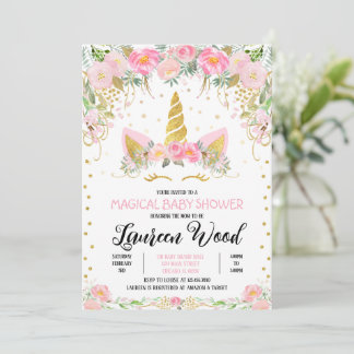 Unicorn Baby Shower Invitation 招待状