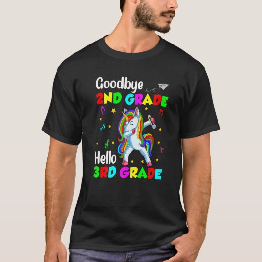 Unicorn Back To School Goodbye 2nd Grade Hello Thi Tシャツ (正面)