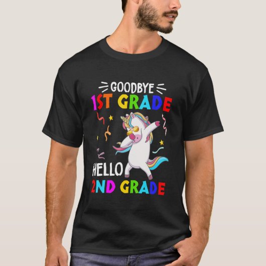 Unicorn Back To School Hello Second Grade Goodbye  Tシャツ (正面)