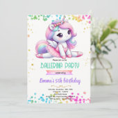 Unicorn ballerina party invitation 招待状 (スタンド正面)