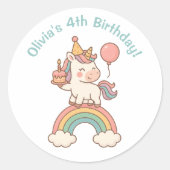 Unicorn Birthday ラウンドシール (正面)