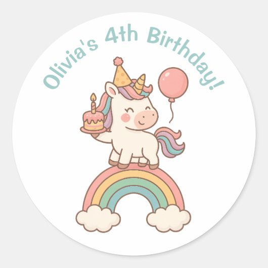 Unicorn Birthday ラウンドシール (正面)