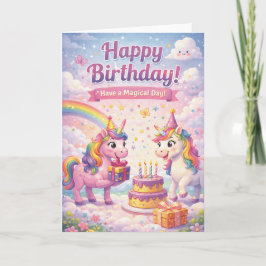 Unicorn Birthday Card for Girls カード