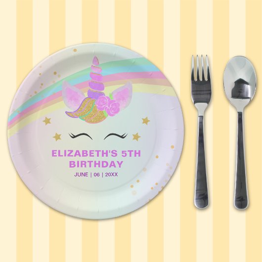 Unicorn Birthday for Baby Girl ペーパープレート