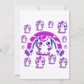 Unicorn Birthday Girl Invite | Editable 招待状 (裏面)