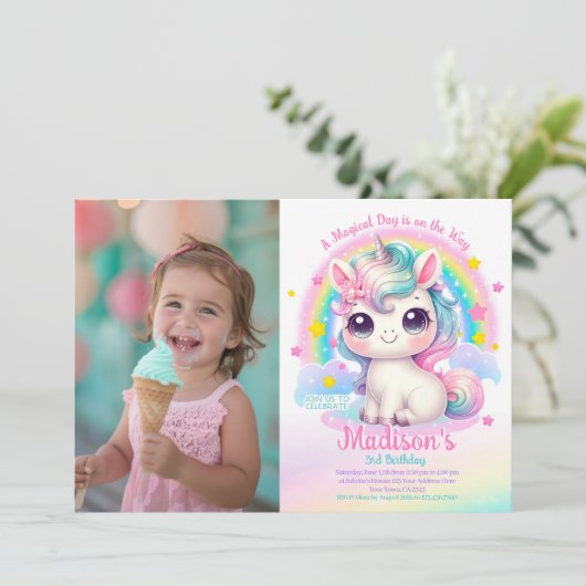 Unicorn Birthday Invitation 招待状 (スタンド正面)