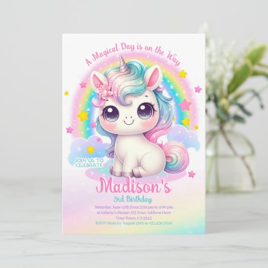 Unicorn Birthday Invitation 招待状 (スタンド正面)