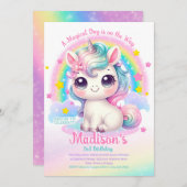 Unicorn Birthday Invitation 招待状 (正面/裏面)