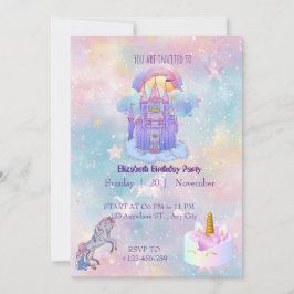 Unicorn birthday Invitation card 招待状