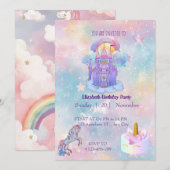 Unicorn birthday Invitation card 招待状 (正面/裏面)