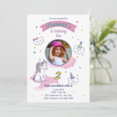 Unicorn birthday invitation girl bday invite 招待状 (スタンド正面)