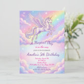 Unicorn Birthday Invitation Rainbow Unicorn Party 招待状 (スタンド正面)