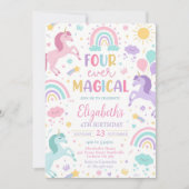 Unicorn Birthday Invitation Template, Four-Ever Ma 招待状 (正面)