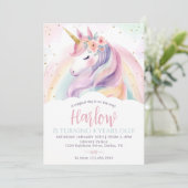 Unicorn Birthday Invitation Template, Rainbow Unic 招待状 (スタンド正面)