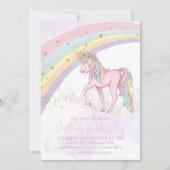 Unicorn Birthday Invitation, Unicorn Invitation 招待状 (正面)