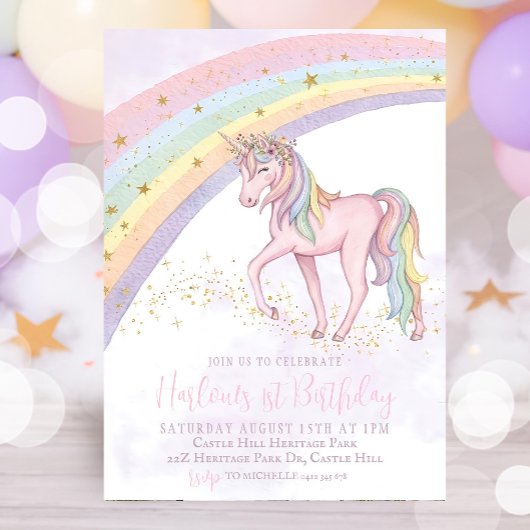 Unicorn Birthday Invitation, Unicorn Invitation 招待状