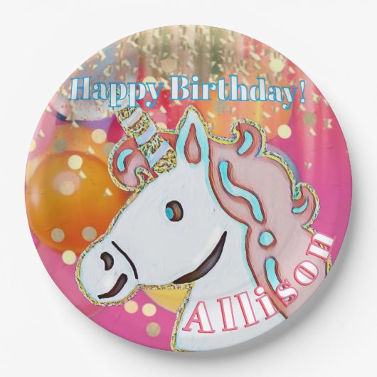 Unicorn Birthday Party  ペーパープレート (正面)
