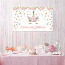 Unicorn Birthday party Banner Personalized name 横断幕