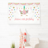 Unicorn Birthday party Banner Personalized name 横断幕 (インサイチュ)