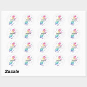 Unicorn Birthday Party Favor Name Sticker ラウンドシール (シート)