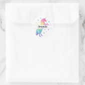 Unicorn Birthday Party Favor Name Sticker ラウンドシール (バッグ)