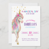 Unicorn Birthday Party Invitation 招待状 (正面)