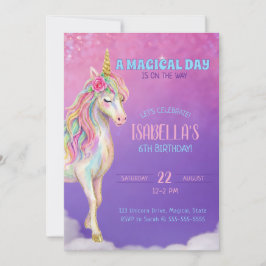 Unicorn Birthday Party Invitation 招待状