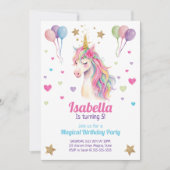 Unicorn Birthday Party Invitation 招待状 (正面)