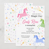 Unicorn Birthday Party Invitation 招待状 (正面/裏面)