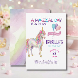 Unicorn Birthday Party Invitation 招待状