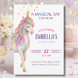 Unicorn Birthday Party Invitation 招待状
