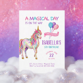 Unicorn Birthday Party Invitation 招待状